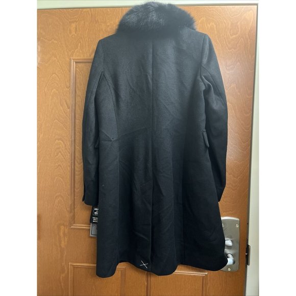 Forecaster Fox-Fur-Collar Reefer Pocketed Black Coat Size 8 - Picture 9 of 9
